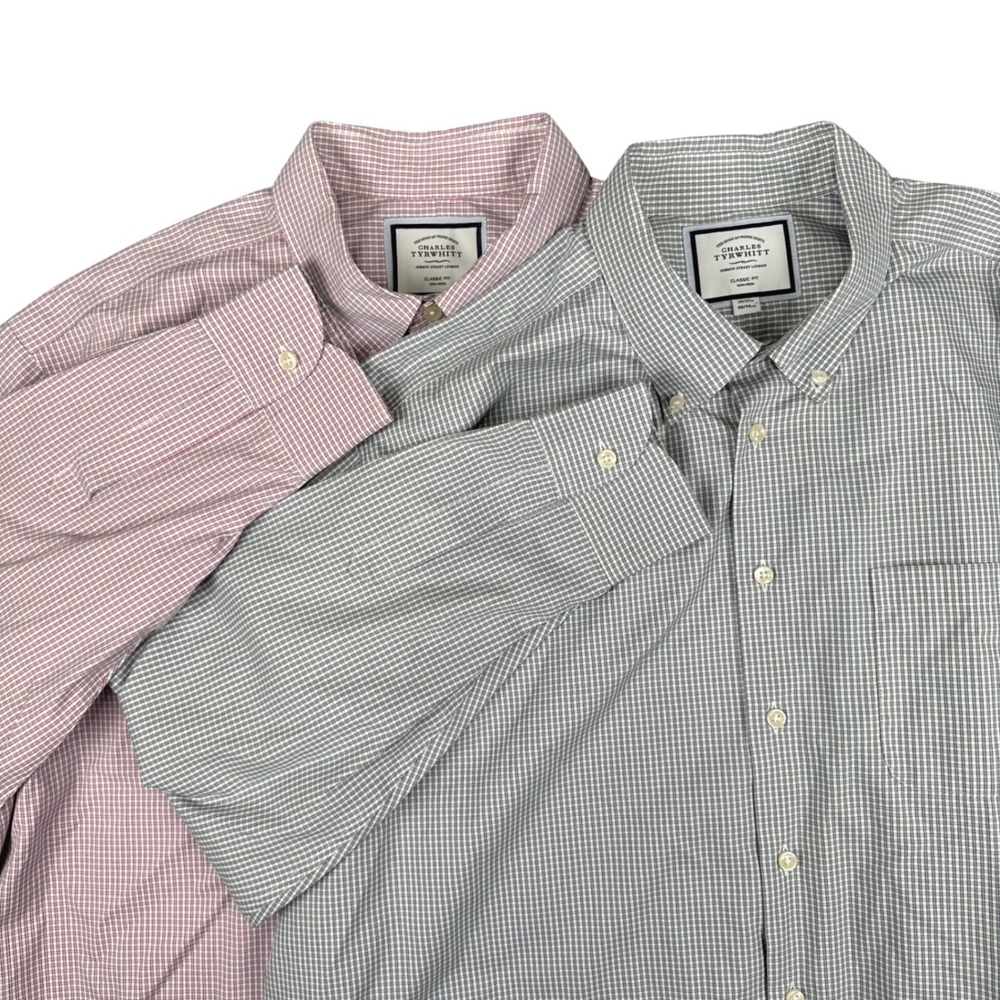 Charles Tyrwhitt Mens Classic Fit Non-Iron Shirt 19/37 Bundle of 2